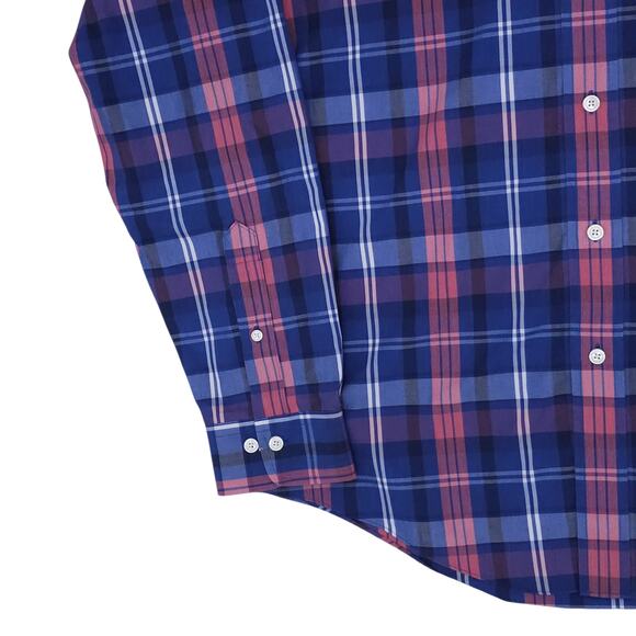 Brooks Brothers Shirt Mens Large Blue Pink Plaid Long Sleeve Regent Supima - Picture 4 of 12